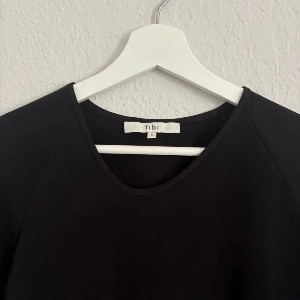 Tibi Soft Drape Asymmetrical Top in Black - Picture 3 of 9